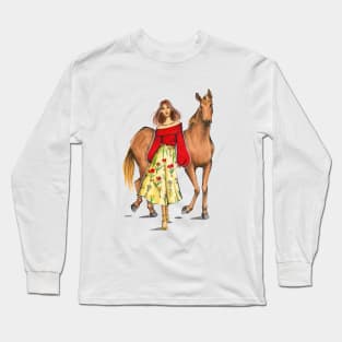 Lady and The Horse Long Sleeve T-Shirt